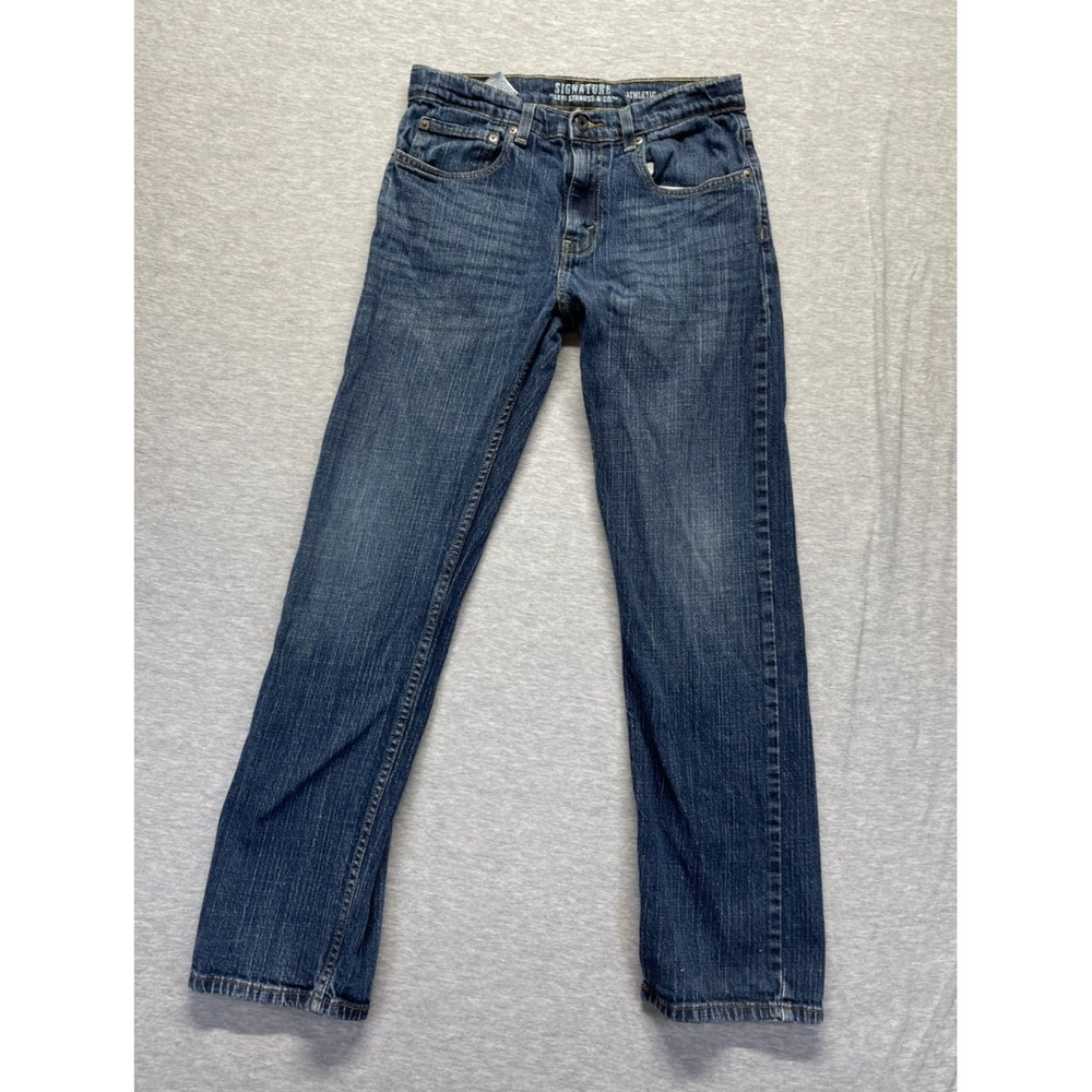 Signature by Levi's Jeans Athletic Fit Straight Jeans Boys 18 Blue Denim Cotton